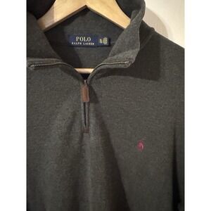 Polo Ralph Lauren 1/4 Zip Pullover Size Men's XL Dark Gray Excellent Condition